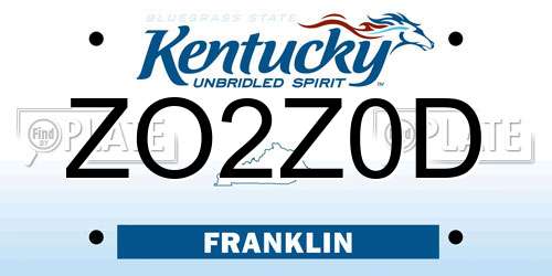 ZO2Z0D Kentucky License Plate