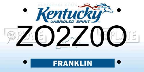 ZO2Z0O Kentucky License Plate