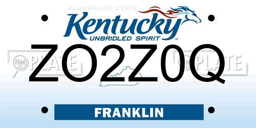 ZO2Z0Q Kentucky License Plate