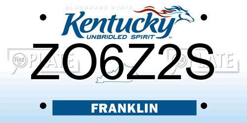 ZO6Z2S Kentucky License Plate