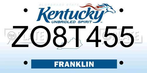 ZO8T455 Kentucky License Plate
