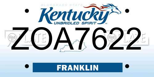 ZOA7622 Kentucky License Plate