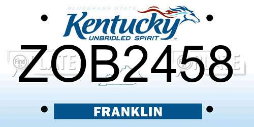 ZOB2458 Kentucky License Plate