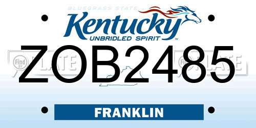 ZOB2485 Kentucky License Plate