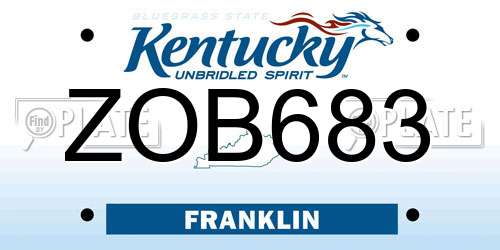 ZOB683 Kentucky License Plate