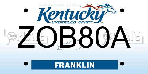 ZOB80A Kentucky License Plate
