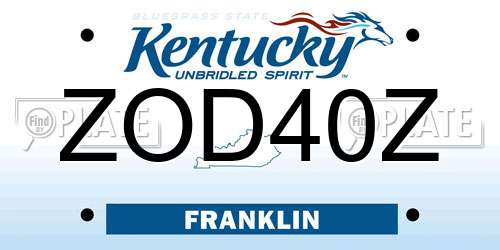 ZOD40Z Kentucky License Plate