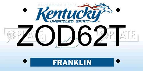 ZOD62T Kentucky License Plate