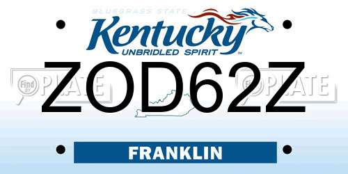 ZOD62Z Kentucky License Plate
