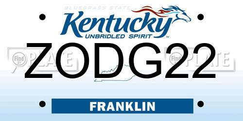 ZODG22 Kentucky License Plate