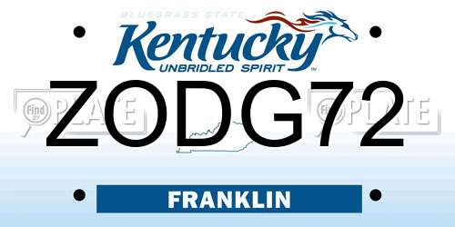ZODG72 Kentucky License Plate