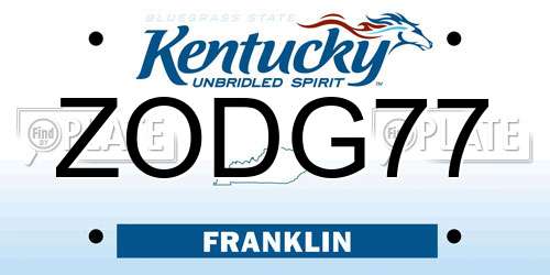ZODG77 Kentucky License Plate