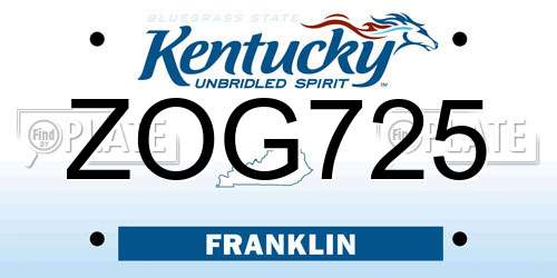 ZOG725 Kentucky License Plate