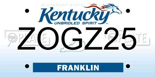ZOGZ25 Kentucky License Plate