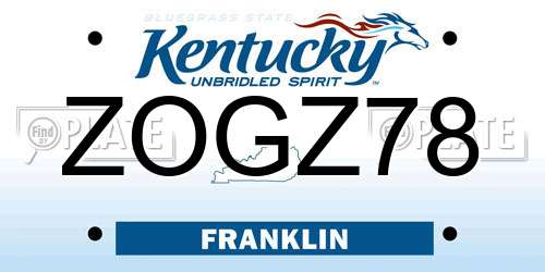 ZOGZ78 Kentucky License Plate
