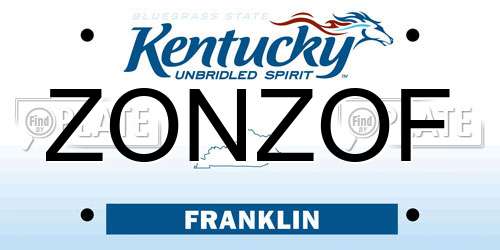 ZONZOF Kentucky License Plate