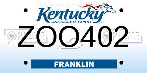 ZOO402 Kentucky License Plate