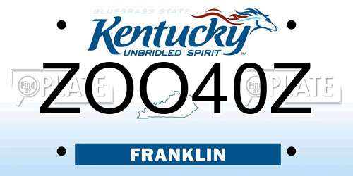 ZOO40Z Kentucky License Plate