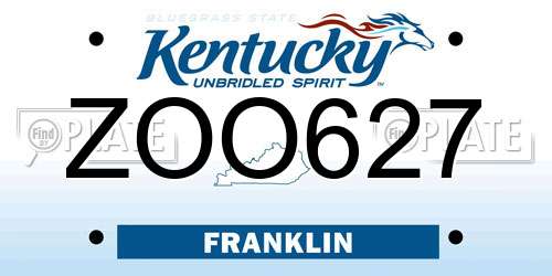 ZOO627 Kentucky License Plate