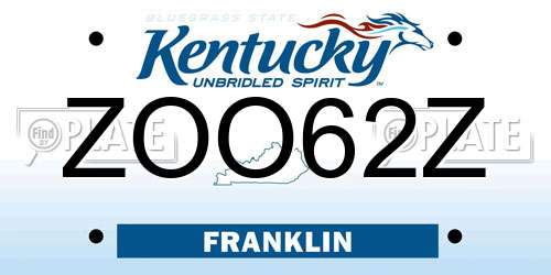 ZOO62Z Kentucky License Plate