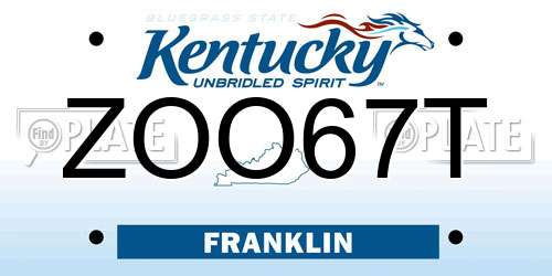ZOO67T Kentucky License Plate