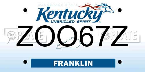 ZOO67Z Kentucky License Plate