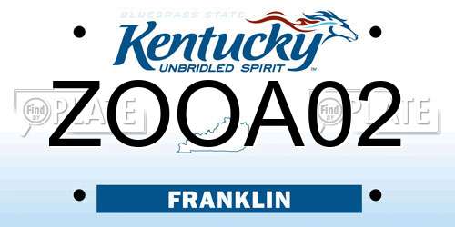 ZOOA02 Kentucky License Plate