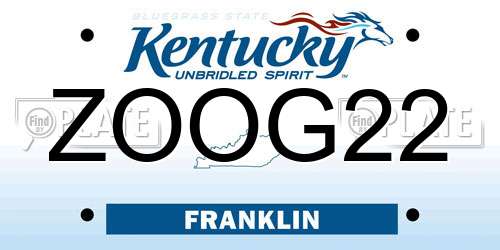 ZOOG22 Kentucky License Plate