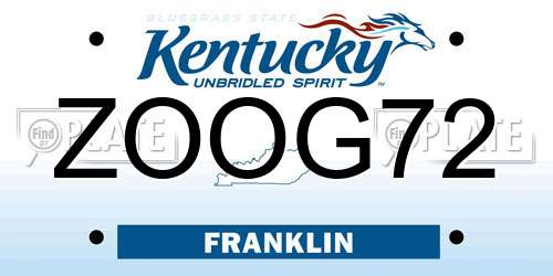 ZOOG72 Kentucky License Plate