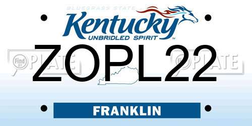 ZOPL22 Kentucky License Plate