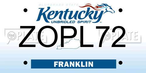 ZOPL72 Kentucky License Plate