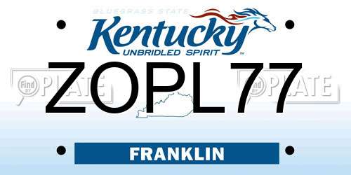 ZOPL77 Kentucky License Plate