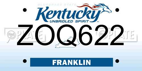 ZOQ622 Kentucky License Plate