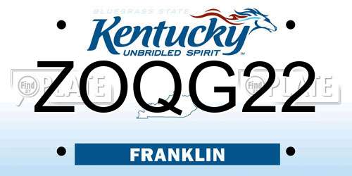 ZOQG22 Kentucky License Plate