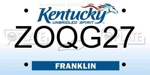 ZOQG27 Kentucky License Plate