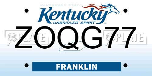 ZOQG77 Kentucky License Plate