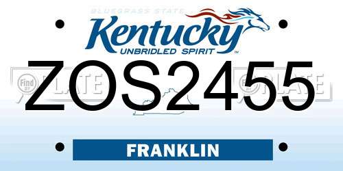 ZOS2455 Kentucky License Plate