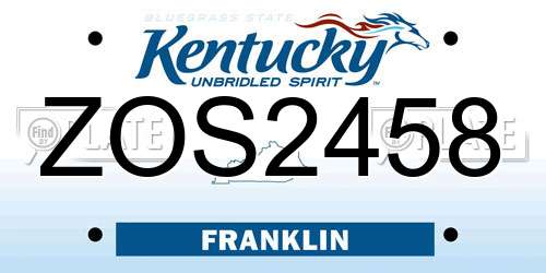 ZOS2458 Kentucky License Plate