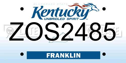 ZOS2485 Kentucky License Plate