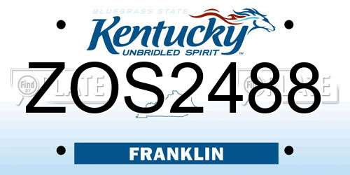 ZOS2488 Kentucky License Plate