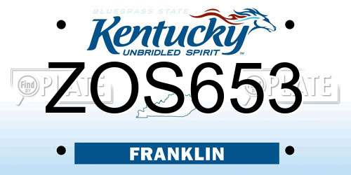 ZOS653 Kentucky License Plate