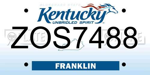 ZOS7488 Kentucky License Plate