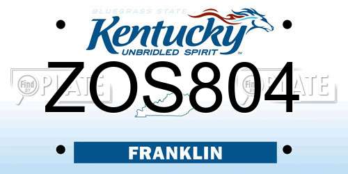 ZOS804 Kentucky License Plate