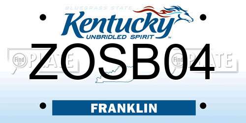 ZOSB04 Kentucky License Plate