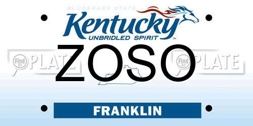 ZOSO Kentucky License Plate