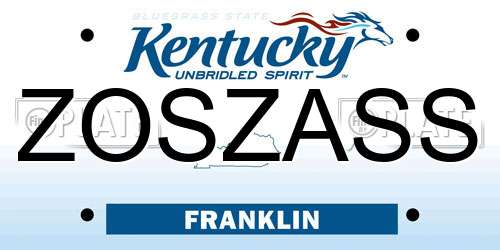 ZOSZASS Kentucky License Plate