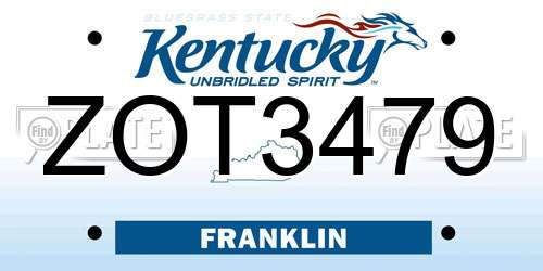 ZOT3479 Kentucky License Plate