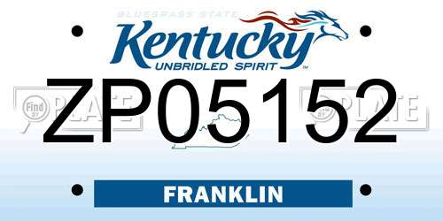 ZP05152 Kentucky License Plate