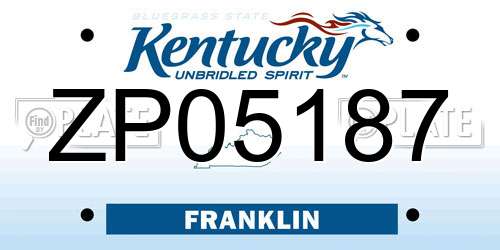 ZP05187 Kentucky License Plate