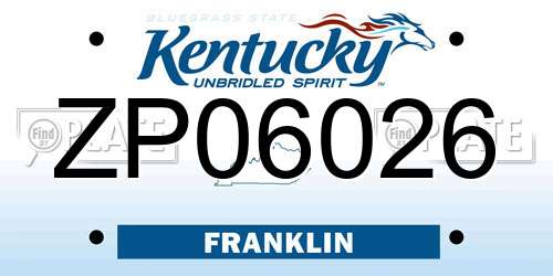 ZP06026 Kentucky License Plate